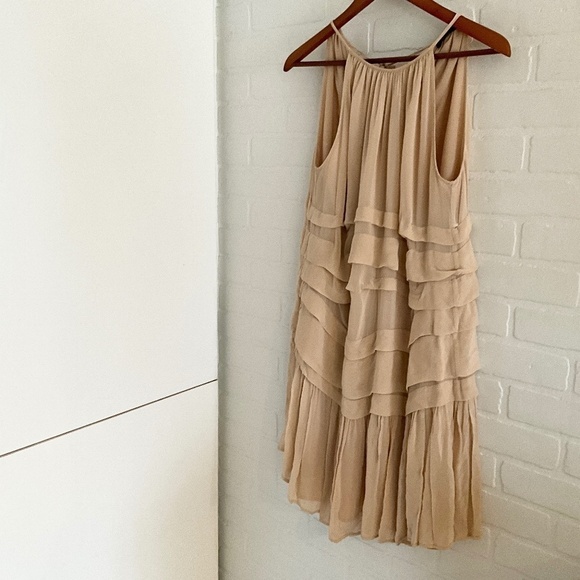 Twin-Set Simona Barbieri Mini dress Bow Ruffled Ivory Cream lined Flowy Sz S - Picture 4 of 16